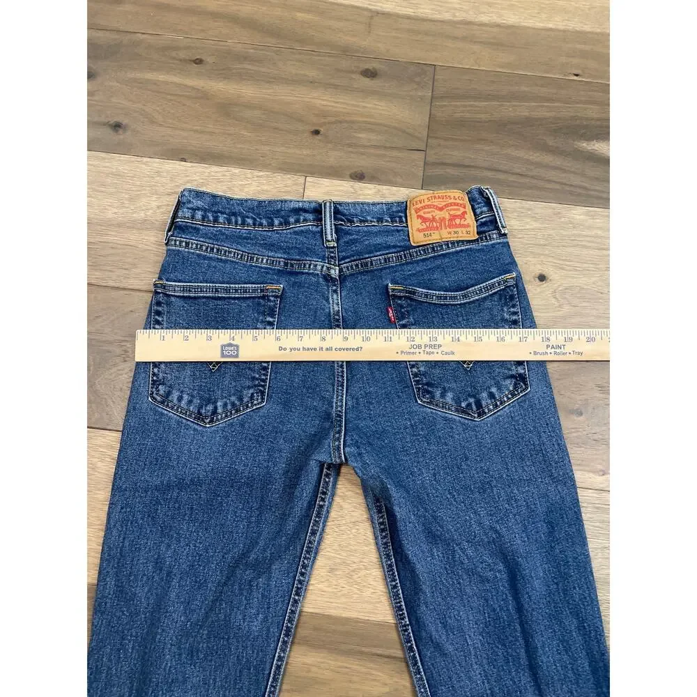 Levi’s 514 Straight Leg Jeans W30 L32 Mid Rise Classic Fit Blue Denim